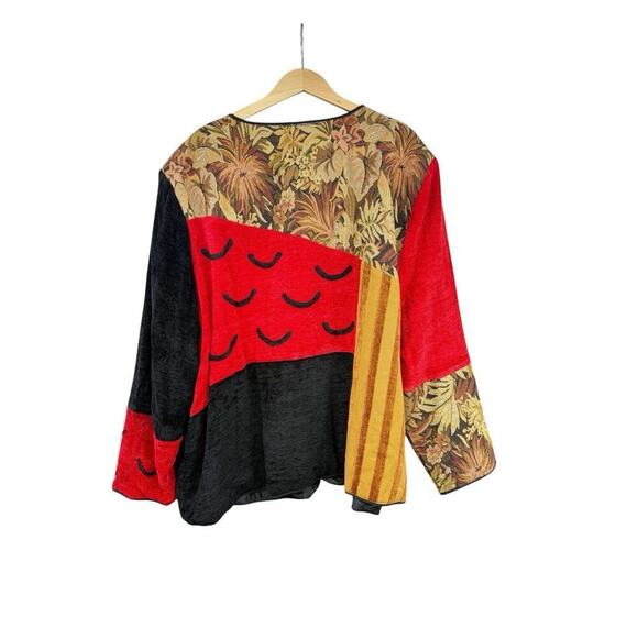 Vintage Alex Kin Patchwork Tapestry Jacket Coat Red Black Womens Plus Size 3XL - Picture 4 of 8